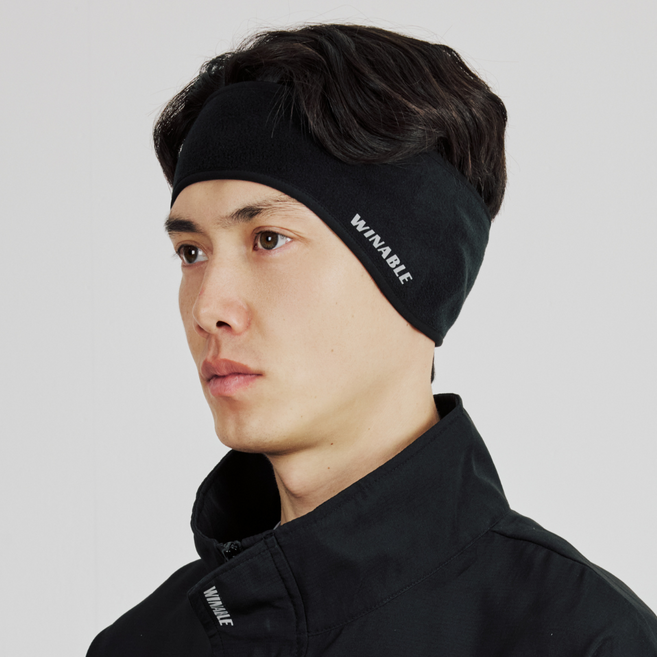 윈어블 밴딩형 귀마개 스포츠 축구 스키 낚시 러닝 라이딩, 블랙, 1개