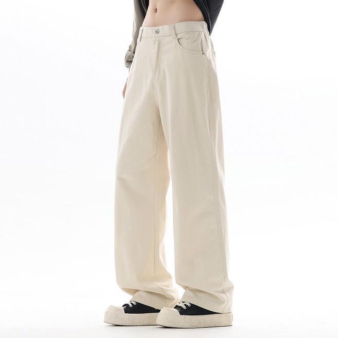 FINAL SENSE 유니섹스 공용 긴바지 봄가을용 순면 스트레이트 루즈핏 날씬해 보이는 캐주얼 팬츠 다리 길어 보이는 스타일