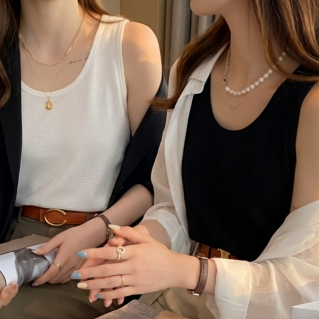 쁘띠엘라 U넥 베이직 이너 나시 민소매 2P