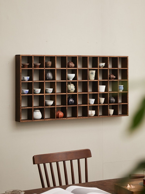 원목 머그컵 진열장 찻장 찻잔 수납 엔틱 컵 장식장 30칸 다도 다기 랙, G.레트로컬러 24그리드 대형