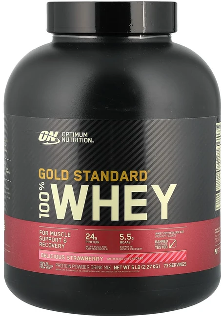 옵티멈뉴트리션 Gold Standard 100% Whey 맛있는 딸기맛 2.27kg(5lbs), 1개, 2.27kg - 쿠팡
