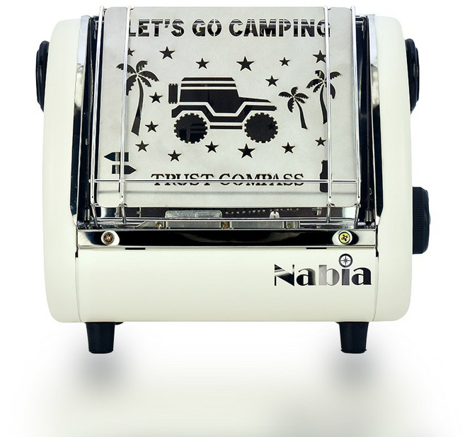 컴퍼스 플레임 불멍 캠핑용 부탄가스 소형 작은 히터 난로, 렛츠고캠핑, 아이보리