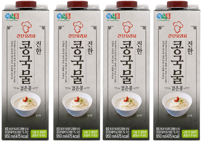 정식품 진한 콩국물 검은콩, 950ml, 4개