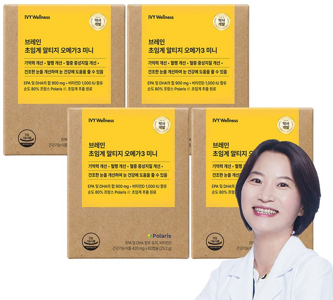 롱비다 커큐민 400mg 영양제 브레인 초임계 알티지 오메가3 미니 60캡슐, 4개, 60정