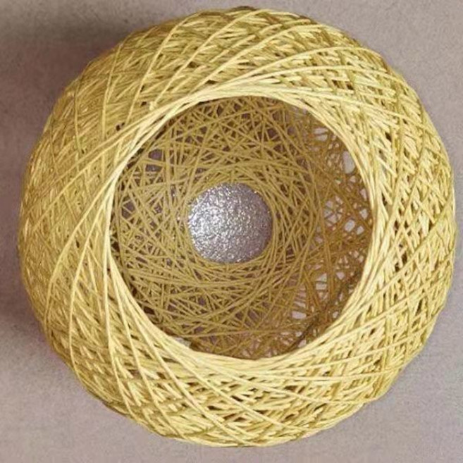 手工編織燈罩 DIY 圓形檯燈落地燈外殼防刺眼柔光燈罩, 麻色,直徑20釐米（上下開口）