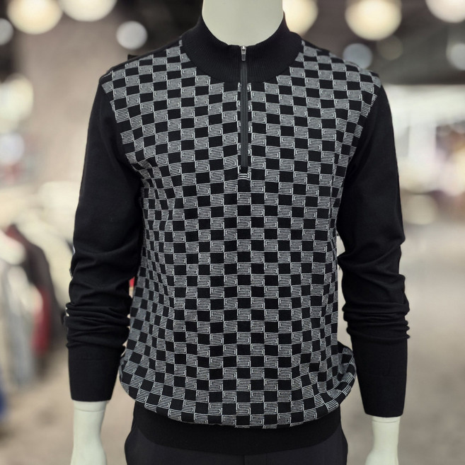 슈페리어골프 남성 격자무늬 반집업 간절기 스웨터 IM0ERD303