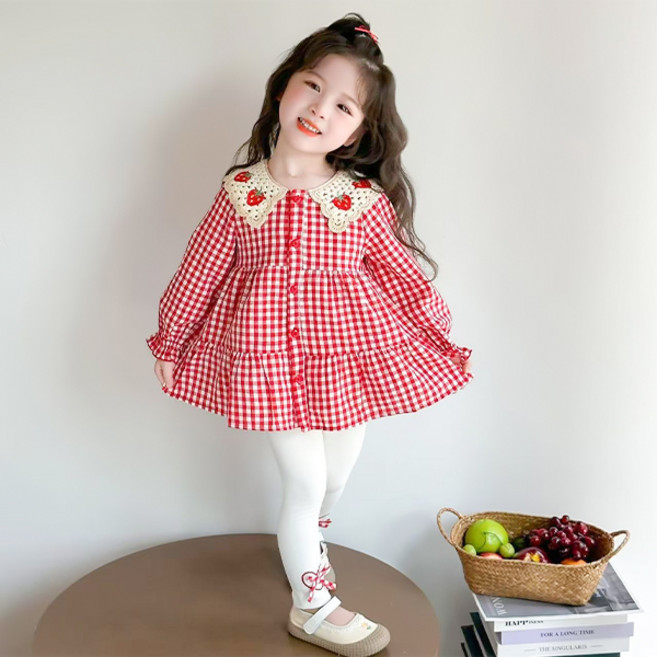 몽실이 니트카라 체크 여아상하복 유아 아동복 여아 원피스 봄 가을 외출복 소풍 나들이복 피크닉룩