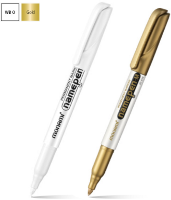 LABU 골드 실버 화이트 고급형 네임펜 세트, 1팩, 금색+흰색