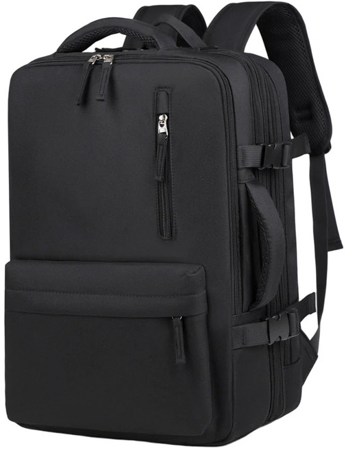 大容量拓展側開多層後背包(多分層外置USB充電孔), 質感黑