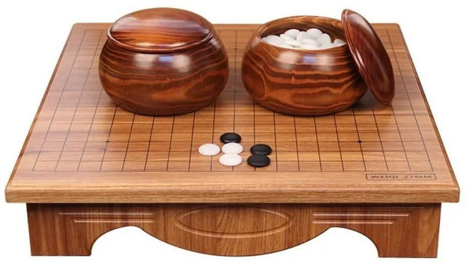 木質棋盤圍棋套裝 經典19路棋盤 附棋子收納罐, 圉棋桌+棗木讙+仿玉圍棋子, 1個