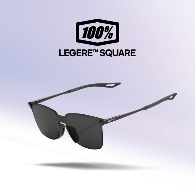 100% 레제르 스퀘어 선글라스 스모크 러닝 마라톤 스포츠 고글, 폴리쉬드 블랙/스모크(60020-00009), 1개