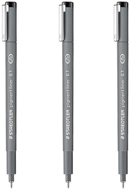 스테들러 피그먼트 라이너 308 잉크펜/드로잉, 0.1-검정, 3개입