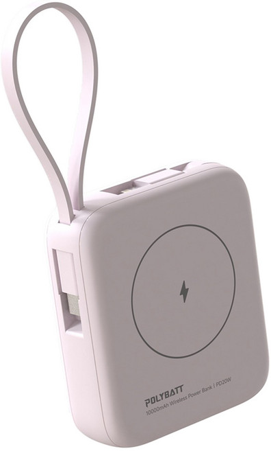 POLYBATT 磁吸 10000mAh PD 迷你快充 行充 BSMI 可上飛機 薄霧紫, 20W 多功能行動電源 (T10)