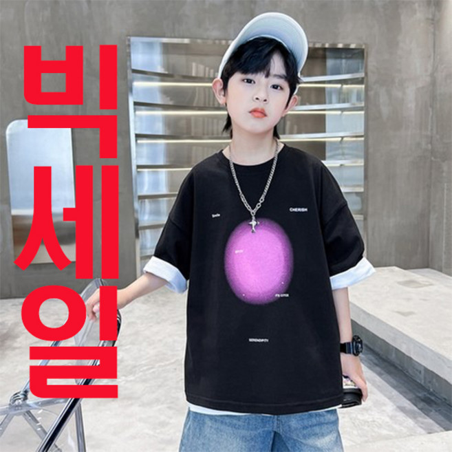 키즈목마 여름 남아 반팔티 반바지 주니어 상하복 티셔츠 청바지 데님바지세트155