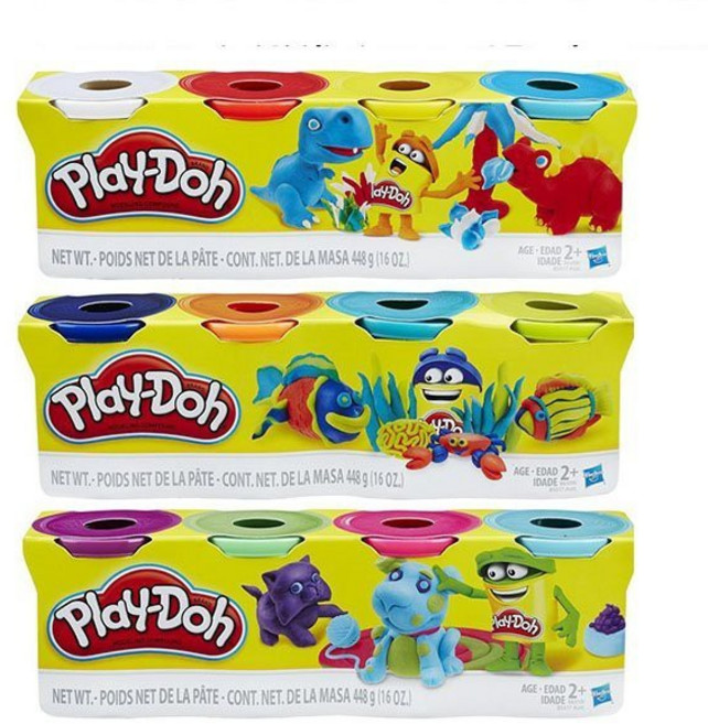 Play-Doh 經典款 四色組 黏土 DIY 安全彩泥, 1個, 顏色採隨機挑選出貨