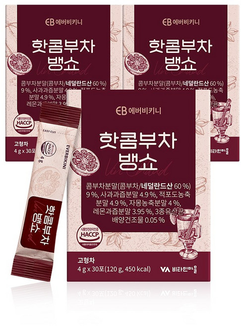 에버비키니 핫 콤부차 뱅쇼, 4g, 30개입, 3개