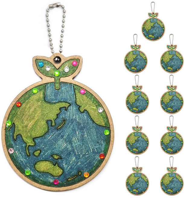 DIY모아 지구사랑가방고리만들기x10개 지구의날 지구열쇠고리 환경의날, 1개