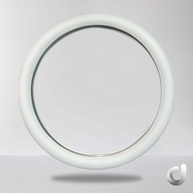 핸드메이드 사피아노 프리미엄 자동차 가죽 핸들커버 오리지널, 원톤라인, 03.화이트, 원형핸들 (전차종 370-380 공용)