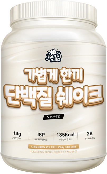 자니웨이 가볍게한끼 식사대용 단백질 쉐이크 곡물 미숫가루맛, 1개, 1kg