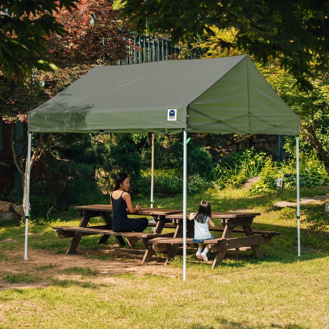 천둥천막 접이식 캐노피천막 행사용 방수 천막 몽골텐트, 바람막이 없음, 올리브그린