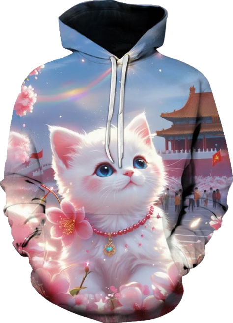 3D 프린팅 후드 티 셔츠 남자 베이직 긴팔 티 셔츠 뉴타임즈 0214YD05M