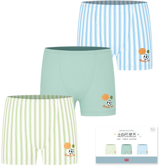 BYC 스포츠 남아 드로즈 팬티 3매입