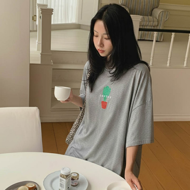 보리맘 선인장 수유 티셔츠 여름 수유복 반팔 빅사이즈 수유티