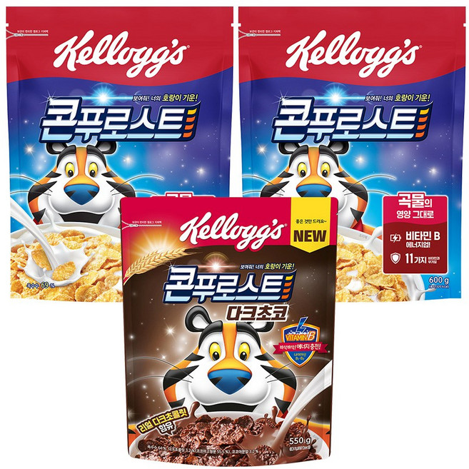 켈로그 콘푸로스트 600g + 콘푸로스트 다크초코 550g., 1세트, 1.75kg