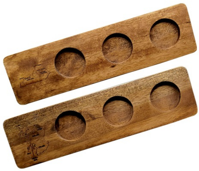 글렌캐런 슬림 테이스팅 보드 3구 글랜캐런잔 전용 위스키 시음 원목보드 홈바 혼술, 스코틀랜드 맵, 1개