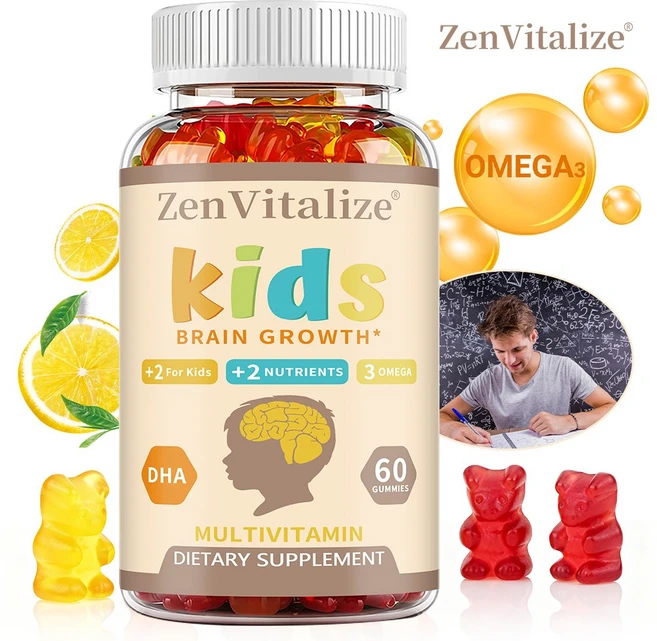 어린이 브레인젤리 - 오메가-3 DHA + 멀티비타민 - 기억력과 집중력 향상, 2개, 60회분 - 쿠팡