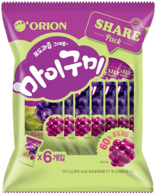 오리온 마이구미 포도, 43.2g, 6개