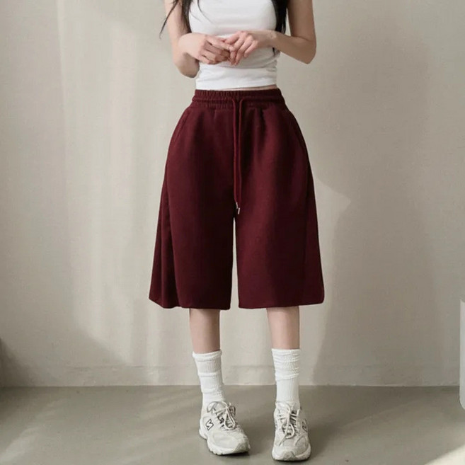 탑트레일 여성 핀턱 와이드 버뮤다 밴딩 팬츠 얇은 여름원단 촉감좋은원단 가벼운원단