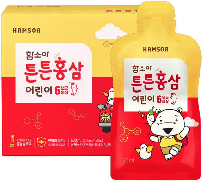 함소아 어린이 튼튼홍삼 20ml x 30포, 1개, 600ml