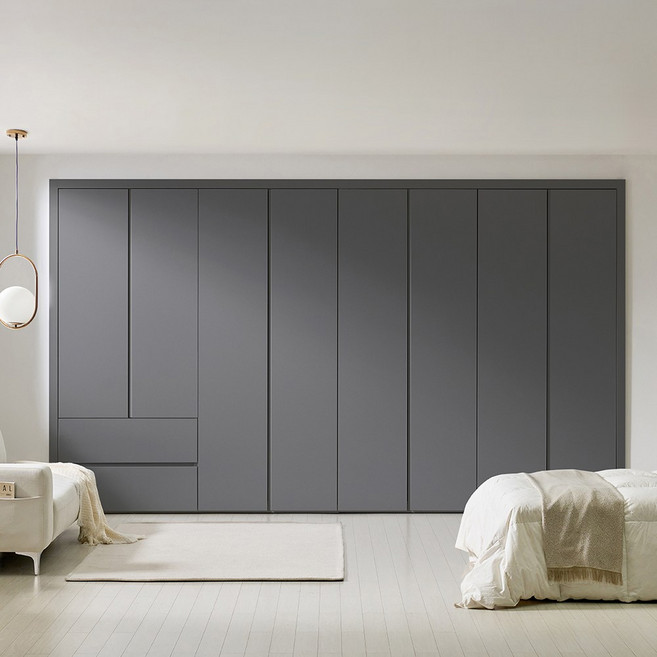 보루네오 네오2단서랍 붙박이장 맞춤가구 여닫이 30cm E0등급, 다크그레이