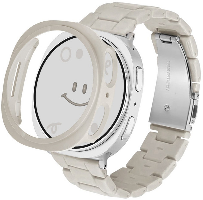 아이메이드잇 갤럭시워치 호환 블럭 스트랩 케이스 세트, 스타라이트