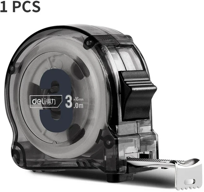 Deli 1 Pcs 3/5/7.5/10 M 디지털 줄자 고 탄소강 개폐식 측정 목공 휴대용 도구, 01 검정색, 04 3Mx16mm