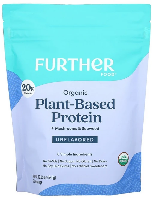 퍼더 푸드 Further Food 유기농 식물성 단백질 + 버섯 및 해초 무맛 540g19.05oz123528원산지:기타, 539 g, 539g, 1개 - 쿠팡
