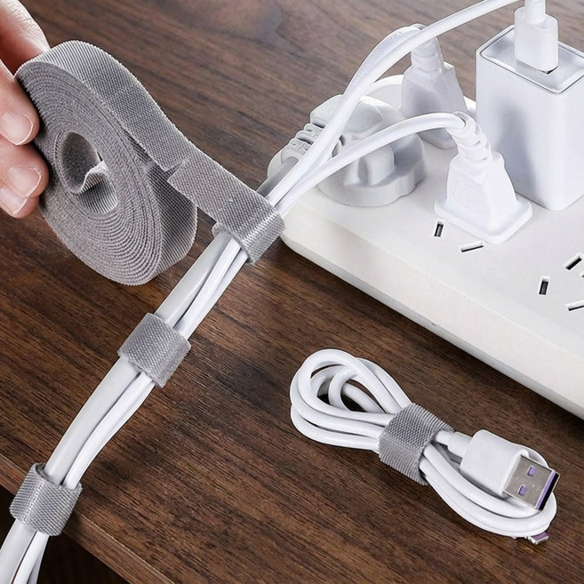 에이솜 뜯어쓰는 전선정리 선정리 벨크로 케이블 타이, 화이트, 1개