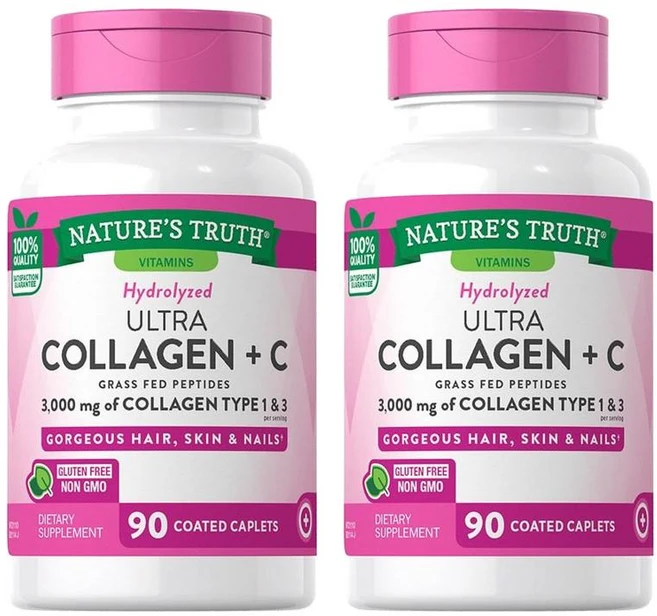 네이처스트루스 울트라 콜라겐 비타민C Nature's Truth Hydrolyzed Ultra Collagen + C, 2개, 90정 - 쿠팡