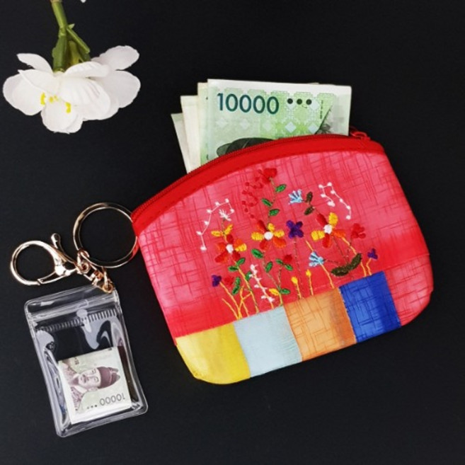 전통자수 카드 동전지갑 파우치 세종대왕 미니 지폐 재물운키링 외국인선물 어버이날선물 명절선물