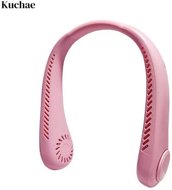 Kuchae 넥쿨러 급속냉각 휴대용 목 선풍기, 핑크, AY-001