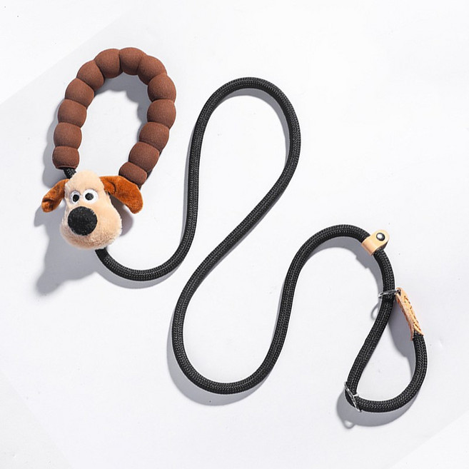 강아지 P로프 목줄 리드줄 일체형 산책줄, 블랙, 1개