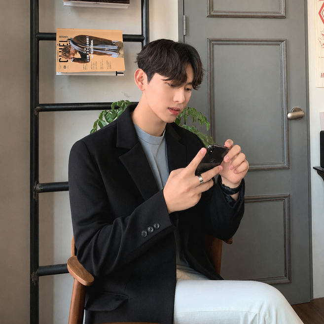ANYOU 남성 빅사이즈 여름 수트세트 경량 스판 자켓 긴바지 오버핏 캐주얼 정장