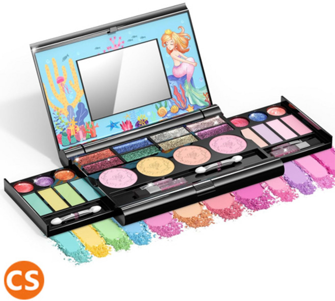 어린이 화장품 메이크업 팔레트 세트 아이섀도우 인어공주, 1개