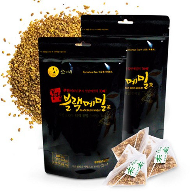 소애 메밀차 국내산 봉평 쓴(블랙)메밀차 25티백 (50티백), 1.2g, 2개, 25개입