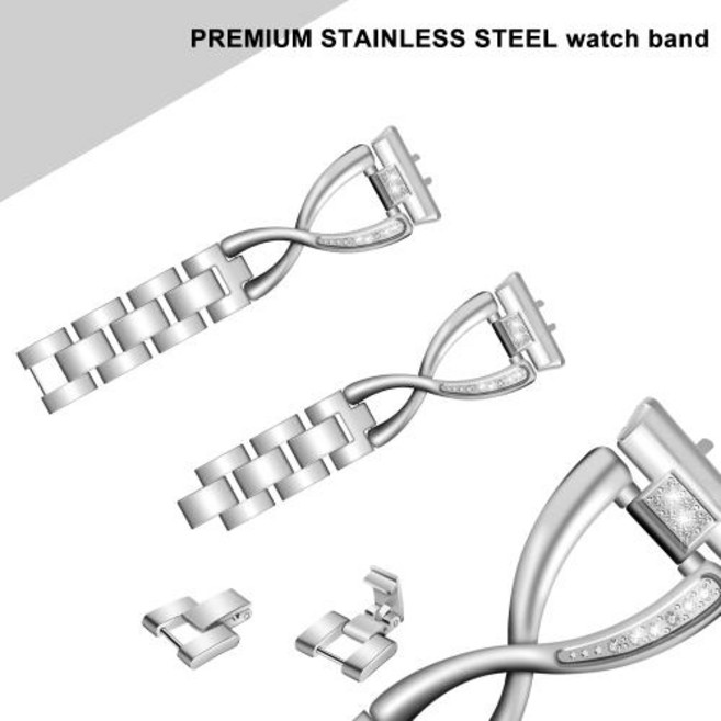 삼성호환 갤럭시 핏 3 용 다이아몬드 링크 팔찌 메탈 스트랩 손목 밴드 스마트 워치, silver_Samsung Galaxy Fit 3, 2)silver, 01 Samsung Galaxy Fit 3, 01 CHINA