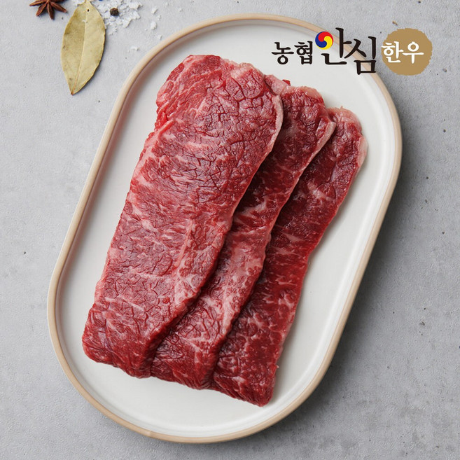 [농협안심한우] 1등급 국내산 한우 채끝살 스테이크용 (400g/냉장), 1개
