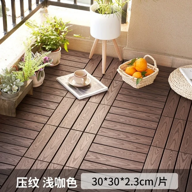 새로운 방수 야외 바닥재 하드우드 인터락 파티오 데크 타일 DIY 설치 셀프 포장 테라스 벽돌 발코니, 5. E-30-30-2.3cm, 1개