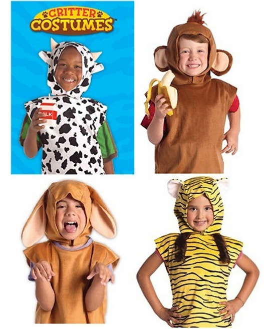 edudepot365 어린이 간편 동물 의상 코스튬 Critter Costumes 강아지 원숭이 젖소 호랑이 유치원 연극