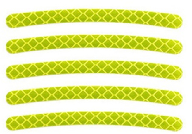 瑩光黃反光車輪貼 夜間警示安全反光條 汽車機車自行車通用 5片裝, 瑩光黃光貼5片裝(5pcs), 1個